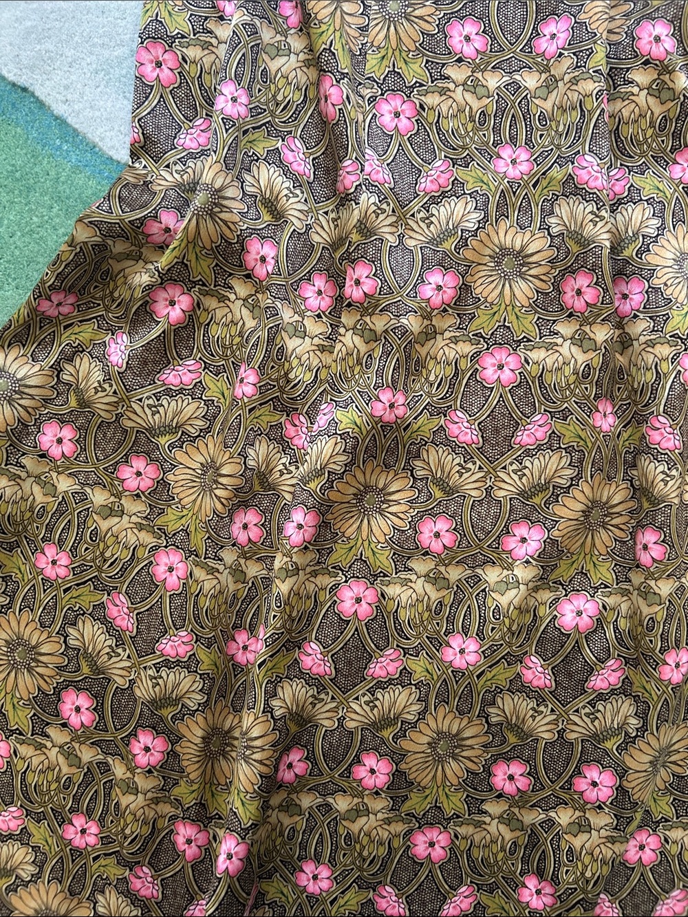 100% Silk Vintage Floral Patterned Midi Skirt by Garnet Hill Size 10